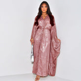 Chiffon Open Front Butterfly Abaya Dress - Aurohaya